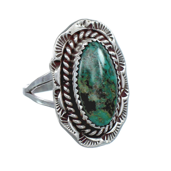 Navajo Genuine Sterling Silver Turquoise Ring Size 7-3/4 AX123952